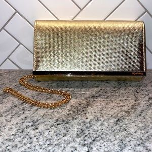 Olga Berg Maddie Metallic Embossed Foldover Clutch